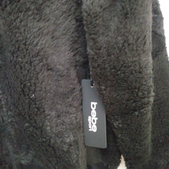 Bebe Sport Black Zip up Hooded Fleece Jacket with Burgundy Logo Medium $99.00 - Picture 15 of 16